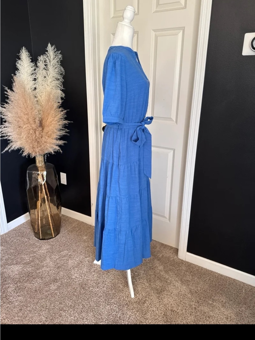 NWT PRETTYGARDEN Midi Dress Casual Short Sleeve V Neck Belted In Blue 
Medium - Picture 11 of 12